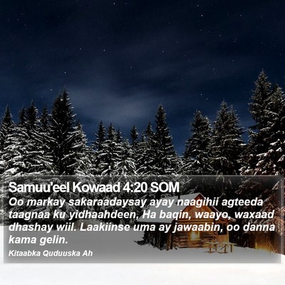 Samuu'eel Kowaad 4:20 SOM Bible Verse Image