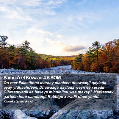 Samuu'eel Kowaad 4:6 SOM Bible Verse Image