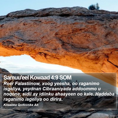 Samuu'eel Kowaad 4:9 SOM Bible Verse Image