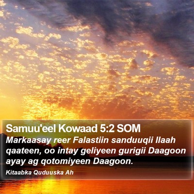 Samuu'eel Kowaad 5:2 SOM Bible Verse Image