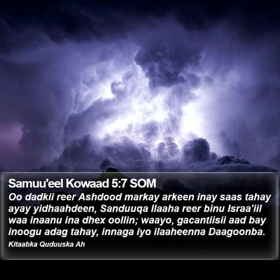 Samuu'eel Kowaad 5:7 SOM Bible Verse Image