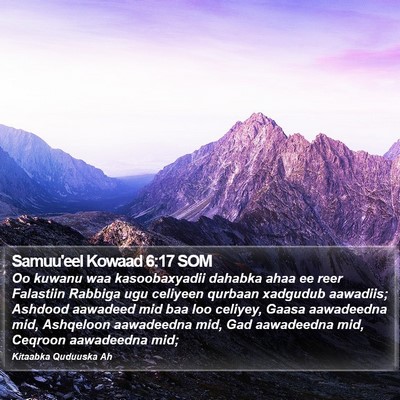 Samuu'eel Kowaad 6:17 SOM Bible Verse Image