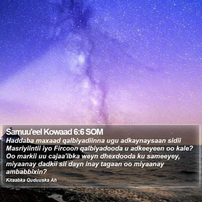 Samuu'eel Kowaad 6:6 SOM Bible Verse Image