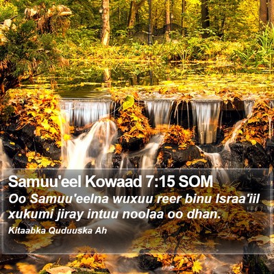 Samuu'eel Kowaad 7:15 SOM Bible Verse Image