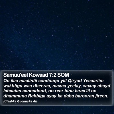 Samuu'eel Kowaad 7:2 SOM Bible Verse Image