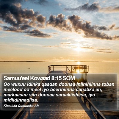 Samuu'eel Kowaad 8:15 SOM Bible Verse Image