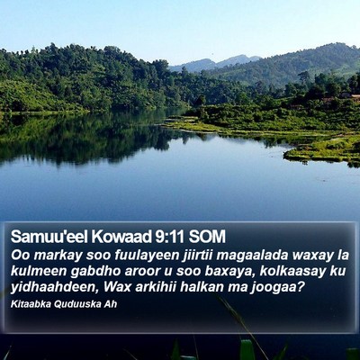 Samuu'eel Kowaad 9:11 SOM Bible Verse Image