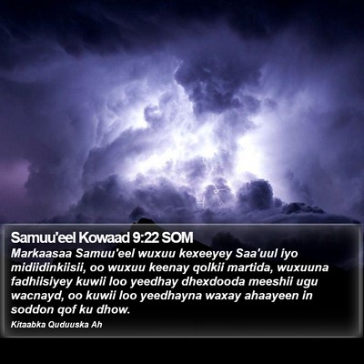 Samuu'eel Kowaad 9:22 SOM Bible Verse Image