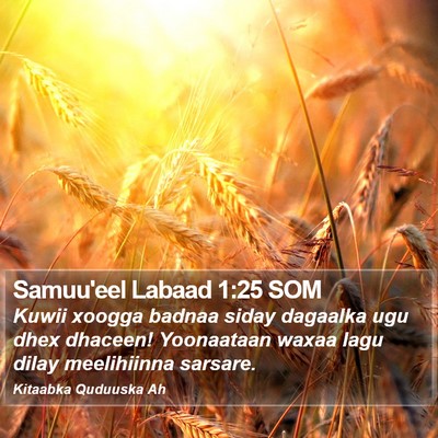 Samuu'eel Labaad 1:25 SOM Bible Verse Image