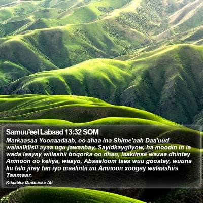 Samuu'eel Labaad 13:32 SOM Bible Verse Image