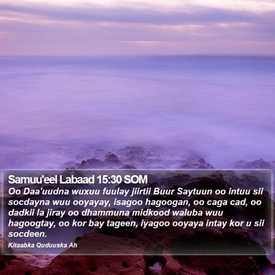 Samuu'eel Labaad 15:30 SOM Bible Verse Image