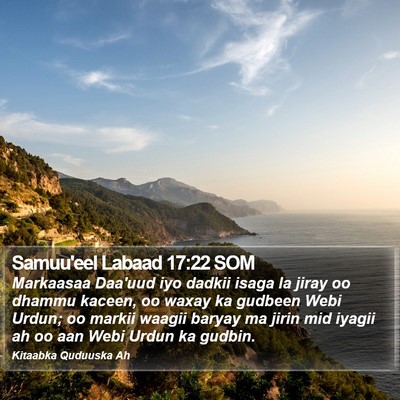 Samuu'eel Labaad 17:22 SOM Bible Verse Image