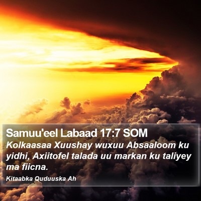 Samuu'eel Labaad 17:7 SOM Bible Verse Image