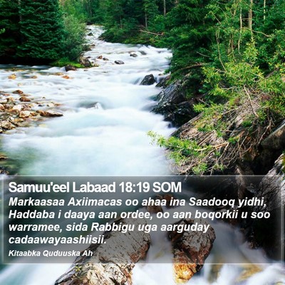 Samuu'eel Labaad 18:19 SOM Bible Verse Image