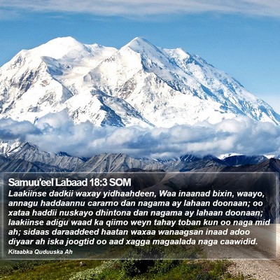 Samuu'eel Labaad 18:3 SOM Bible Verse Image