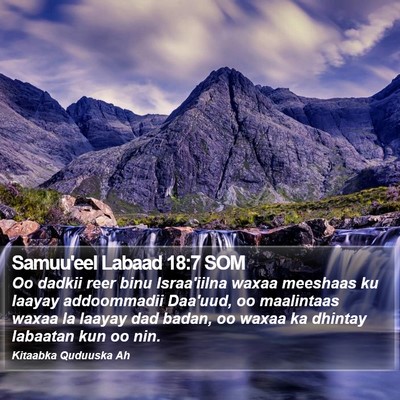 Samuu'eel Labaad 18:7 SOM Bible Verse Image