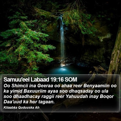 Samuu'eel Labaad 19:16 SOM Bible Verse Image