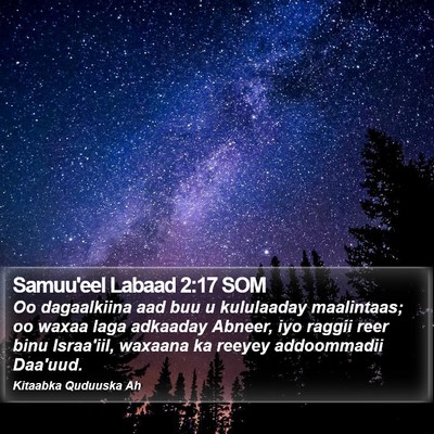 Samuu'eel Labaad 2:17 SOM Bible Verse Image