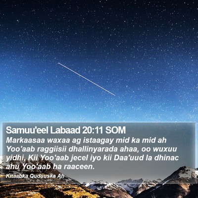 Samuu'eel Labaad 20:11 SOM Bible Verse Image