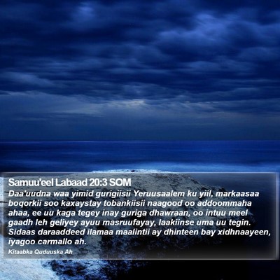 Samuu'eel Labaad 20:3 SOM Bible Verse Image