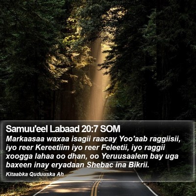 Samuu'eel Labaad 20:7 SOM Bible Verse Image