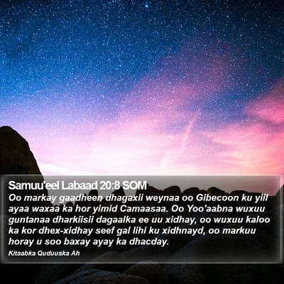 Samuu'eel Labaad 20:8 SOM Bible Verse Image