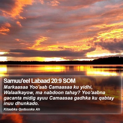 Samuu'eel Labaad 20:9 SOM Bible Verse Image