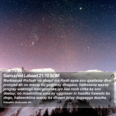 Samuu'eel Labaad 21:10 SOM Bible Verse Image
