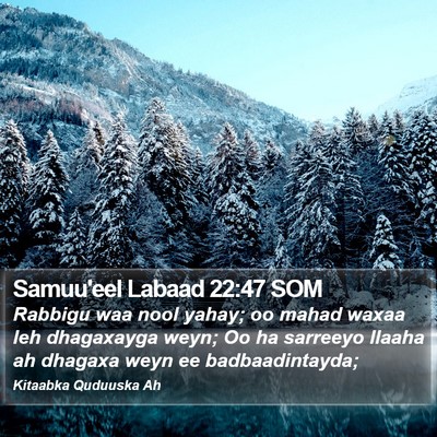 Samuu'eel Labaad 22:47 SOM Bible Verse Image