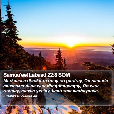 Samuu'eel Labaad 22:8 SOM Bible Verse Image