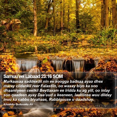 Samuu'eel Labaad 23:16 SOM Bible Verse Image