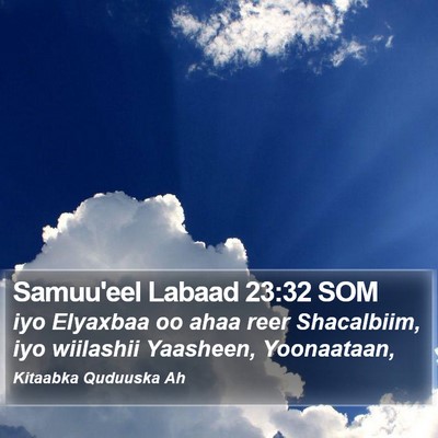 Samuu'eel Labaad 23:32 SOM Bible Verse Image