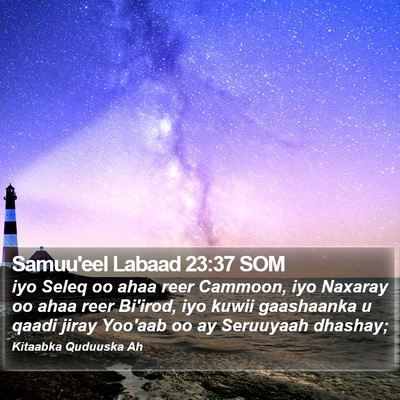 Samuu'eel Labaad 23:37 SOM Bible Verse Image