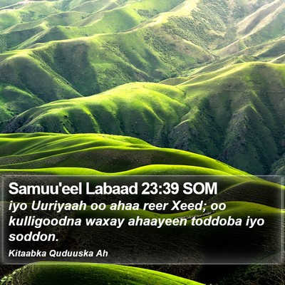 Samuu'eel Labaad 23:39 SOM Bible Verse Image