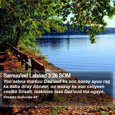 Samuu'eel Labaad 3:26 SOM Bible Verse Image