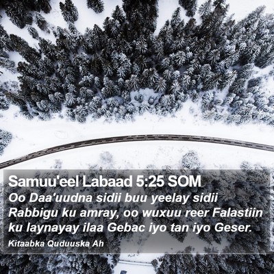 Samuu'eel Labaad 5:25 SOM Bible Verse Image
