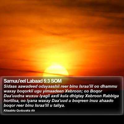 Samuu'eel Labaad 5:3 SOM Bible Verse Image