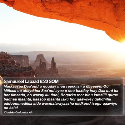 Samuu'eel Labaad 6:20 SOM Bible Verse Image