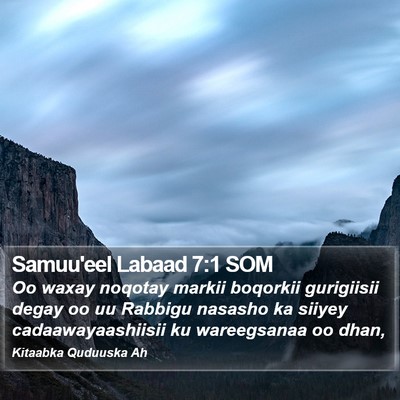 Samuu'eel Labaad 7:1 SOM Bible Verse Image