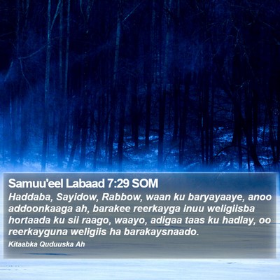 Samuu'eel Labaad 7:29 SOM Bible Verse Image