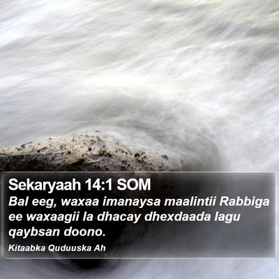Sekaryaah 14:1 SOM Bible Verse Image