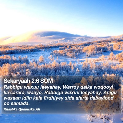 Sekaryaah 2:6 SOM Bible Verse Image