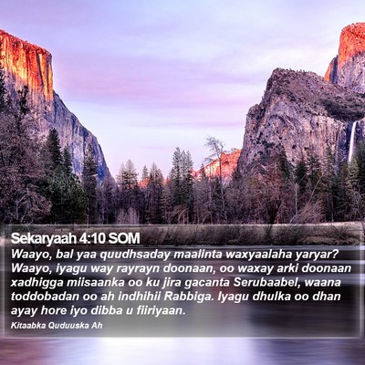 Sekaryaah 4:10 SOM Bible Verse Image