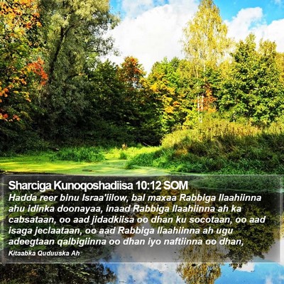 Sharciga Kunoqoshadiisa 10:12 SOM Bible Verse Image