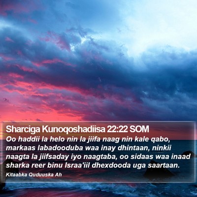 Sharciga Kunoqoshadiisa 22:22 SOM Bible Verse Image