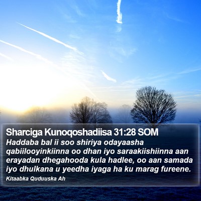 Sharciga Kunoqoshadiisa 31:28 SOM Bible Verse Image