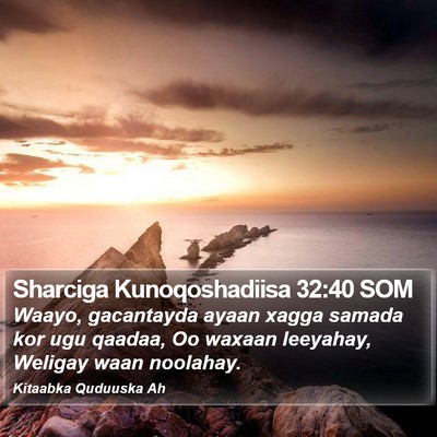 Sharciga Kunoqoshadiisa 32:40 SOM Bible Verse Image