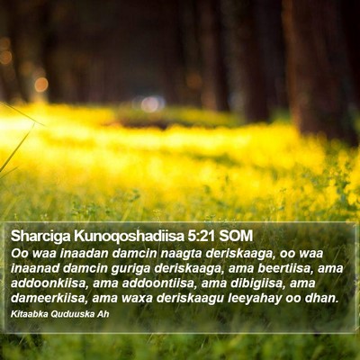 Sharciga Kunoqoshadiisa 5:21 SOM Bible Verse Image