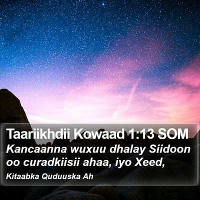 Taariikhdii Kowaad 1:13 SOM Bible Verse Image