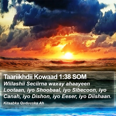 Taariikhdii Kowaad 1:38 SOM Bible Verse Image